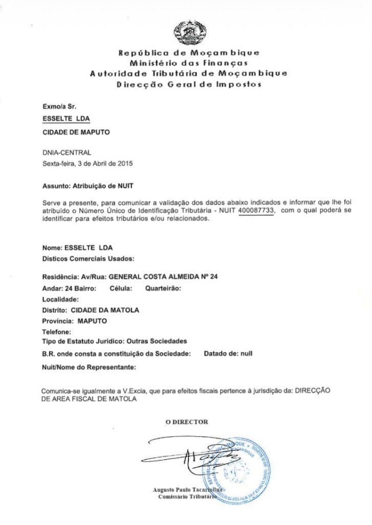 Atribuição de NUIT